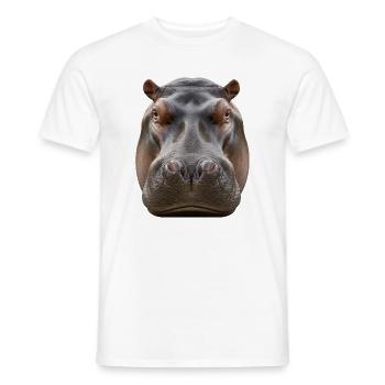 Hippopotamus Portrait Detail Wildlife Design - Men's T-Shirt - white - Front - AI Model Male 178 dark (178cm)