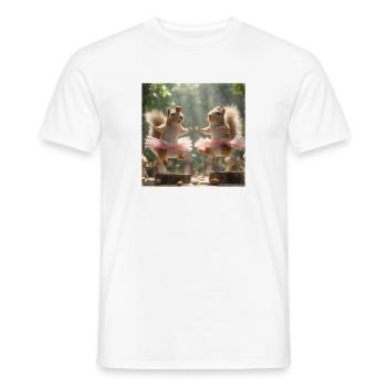 Ballet Squirrel in Tutu with Acorns - Men's T-Shirt - white - Front - AI Model Male 178 dark (178cm)