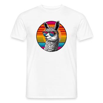 Llama Retro Sunset - T-shirt homme - blanc - Devant - AI Model Male 178 dark (178cm)