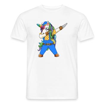 Dabbing Unicorn Tischler, Handwerker-Holzbearbeitung - Männer T-Shirt - Weiß - Vorne - AI Model Male 178 dark (178cm)