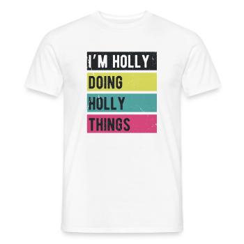 Je suis Holly qui fait des couleurs rétro de Holly Things - T-shirt homme - blanc - Devant - AI Model Male 178 dark (178cm)