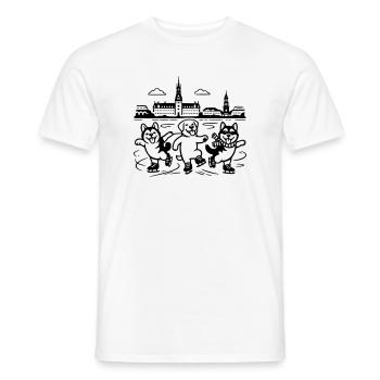 Art de lignes mimaliste du patinage artistique - T-shirt homme - blanc - Devant - AI Model Male 178 dark (178cm)