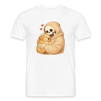 Cozy Skelett mit Welpe – Geborgenheit - Männer T-Shirt - Weiß - Vorne - AI Model Male 178 dark (178cm)