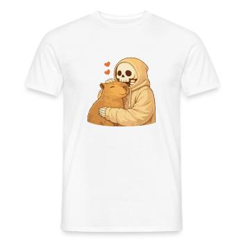 Cozy Skelett mit Capybara – Geborgenheit - Männer T-Shirt - Weiß - Vorne - AI Model Male 178 dark (178cm)