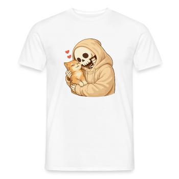 Cozy Skelett mit Katze – Geborgenheit - Männer T-Shirt - Weiß - Vorne - AI Model Male 178 dark (178cm)