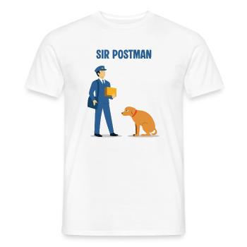 Sir Postman vs. Hund: Überlegener Lieferheld - Männer T-Shirt - Weiß - Vorne - AI Model Male 178 dark (178cm)