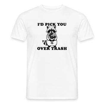 Je te choisirais plutôt que déchet, raton laveur drôle - T-shirt homme - blanc - Devant - AI Model Male 178 dark (178cm)