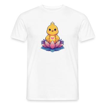 Chick on Lotus Flower Heart Motif - Men's T-Shirt - white - Front - AI Model Male 178 dark (178cm)