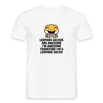 Cheerful Leopardgecko Meme on Black - Men's T-Shirt - white - Front - AI Model Male 178 dark (178cm)