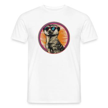 Suricate avec des lunettes de soleil rétro - T-shirt homme - blanc - Devant - AI Model Male 178 dark (178cm)