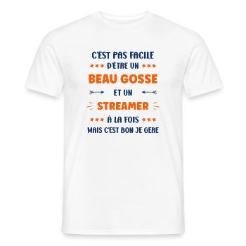 Beau gosse et streamer à la fois - T-shirt homme - blanc - Devant - AI Model Male 178 dark (178cm)