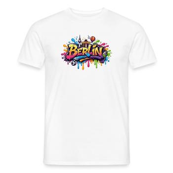 Berlin Graffiti Schriftzug mit Farbeffekten - Männer T-Shirt - Weiß - Vorne - AI Model Male 178 dark (178cm)