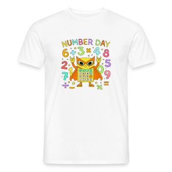 Number Day Math Cat Calculator Hero - Men's T-Shirt - white - Front - AI Model Male 178 dark (178cm)