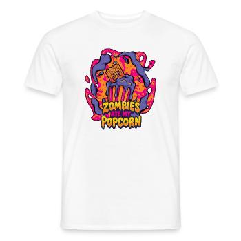Zombies eat my popcorn - Men's T-Shirt - white - Front - AI Model Male 178 dark (178cm)