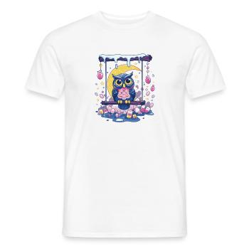 Moonlit Night Owl Swing Scene - Men's T-Shirt - white - Front - AI Model Male 178 dark (178cm)