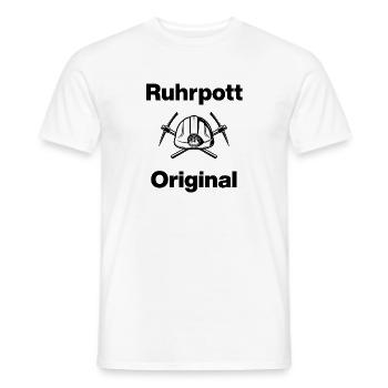 Ruhrpott Original, Bergmann Stolz ! NRW, Charbon - T-shirt homme - blanc - Devant - AI Model Male 178 dark (178cm)