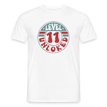 Niveau 11 Débloqué – Conception d’anniversaire joueur - T-shirt homme - blanc - Devant - AI Model Male 178 dark (178cm)