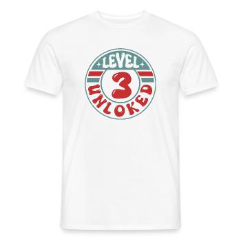 Niveau 3 débloqué – Design d’anniversaire de joueur cool - T-shirt homme - blanc - Devant - AI Model Male 178 dark (178cm)