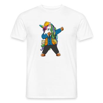 Dabbing Unicorn Engineer Construction Worker - Men's T-Shirt - white - Front - AI Model Male 178 dark (178cm)