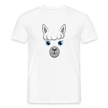 Cute Alpaca Face Blue Eyes Llama DIY Costume - Men's T-Shirt - white - Front - AI Model Male 178 dark (178cm)
