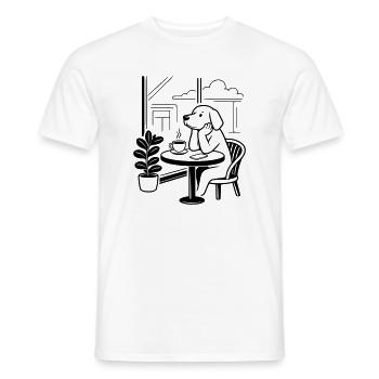 Hund im Café - Männer T-Shirt - Weiß - Vorne - AI Model Male 178 dark (178cm)