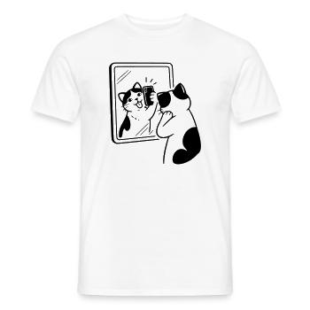 Katze Spiegel Selfie - Männer T-Shirt - Weiß - Vorne - AI Model Male 178 dark (178cm)