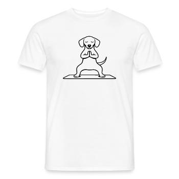 hund horsestance meditation - Männer T-Shirt - Weiß - Vorne - AI Model Male 178 dark (178cm)