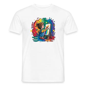 Little child paints in the rain of colors - Men's T-Shirt - white - Front - AI Model Male 178 dark (178cm)