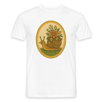 Blumenschnecke im ovalen Vintage-Rahmen - Männer T-Shirt - Weiß - Vorne - AI Model Male 178 dark (178cm)