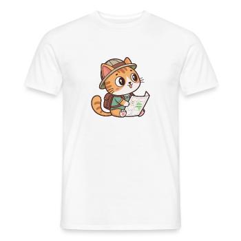 Katzenentdecker und Karte - Männer T-Shirt - Weiß - Vorne - AI Model Male 178 dark (178cm)