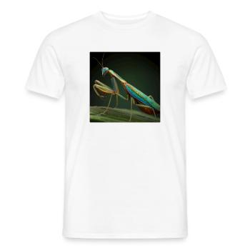 Schillernde Gottesanbeterin im Makro-Stil - Männer T-Shirt - Weiß - Vorne - AI Model Male 178 dark (178cm)