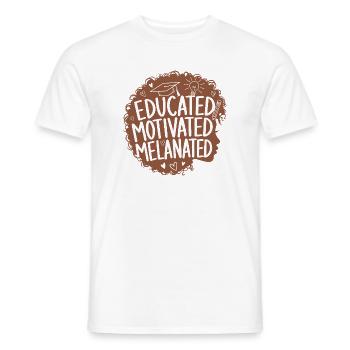 Femme éduquée, motivée, mélanée aux cheveux bouclés - T-shirt homme - blanc - Devant - AI Model Male 178 dark (178cm)