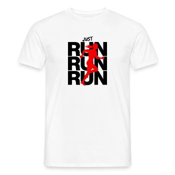 JOGGING WOMAN – RUN QUEEN! RUNNING, RUNNING, GO FOR IT - Men's T-Shirt - white - Front - AI Model Male 178 dark (178cm)