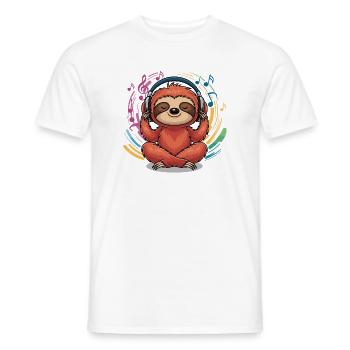  Entspanntes Faultier Mit Kopfhörern Musik Yoga - Männer T-Shirt - Weiß - Vorne - AI Model Male 178 dark (178cm)