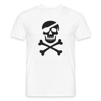 Classic Jolly Roger Pirate Skull - Men's T-Shirt - white - Front - AI Model Male 178 dark (178cm)