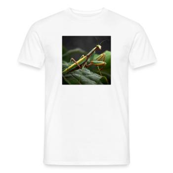 Praying mantis Makro – Elegant mantis - Men's T-Shirt - white - Front - AI Model Male 178 dark (178cm)