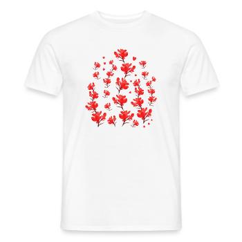 rotes Blütenmuster Herzen Girlanden Blumenmuster - Männer T-Shirt - Weiß - Vorne - AI Model Male 178 dark (178cm)