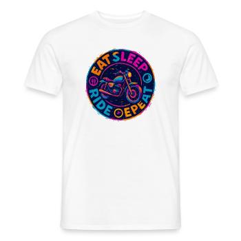 Eat Sleep Ride Repeat - Motorcycle - Biker - Men's T-Shirt - white - Front - AI Model Male 178 dark (178cm)