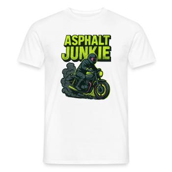 asphalt junkie - moto - T-shirt homme - blanc - Devant - AI Model Male 178 dark (178cm)