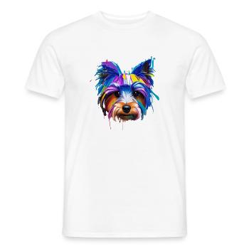 Yorkshire Terrier Yorkie Farbenfrohe Pop-Art-Hundemama - Männer T-Shirt - Weiß - Vorne - AI Model Male 178 dark (178cm)