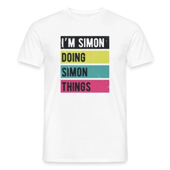 Ich bin Simon und mache Simon Things Retro Colors - Männer T-Shirt - Weiß - Vorne - AI Model Male 178 dark (178cm)