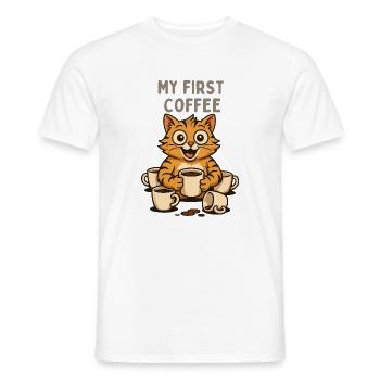 Meine Erste Kaffee Katze - Männer T-Shirt - Weiß - Vorne - AI Model Male 178 dark (178cm)