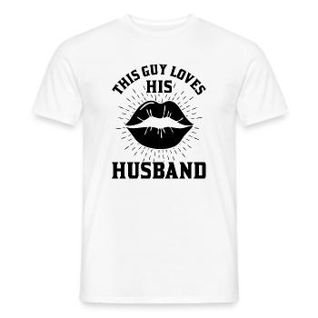 This guy loves his husband - Men's T-Shirt - white - Front - AI Model Male 178 dark (178cm)