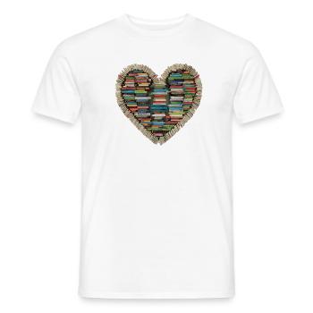 Love Books – A Heart of Stories - Men's T-Shirt - white - Front - AI Model Male 178 dark (178cm)