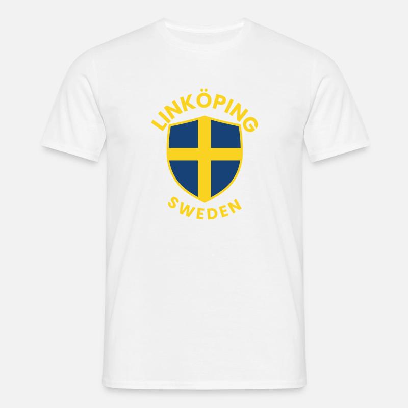 Linköping Sweden Shield Tee - Männer T-Shirt - Weiß