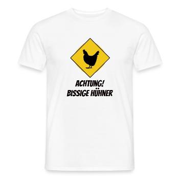 Achtung! Bissige Hühner – Lustiges Warnschild - T-shirt homme - blanc - Devant - AI Model Male 178 dark (178cm)