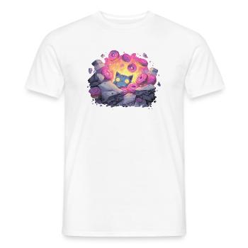 Grotte de Donut en Cristal de Chat en lumière néon - T-shirt homme - blanc - Devant - AI Model Male 178 dark (178cm)