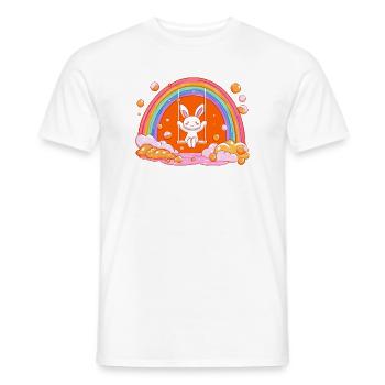 Balançoire arc-en-ciel du Lapin Câlin - T-shirt homme - blanc - Devant - AI Model Male 178 dark (178cm)