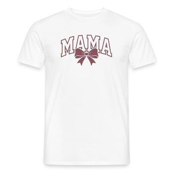 Mama Statement – Élégant design de nœud Mama - T-shirt homme - blanc - Devant - AI Model Male 178 dark (178cm)