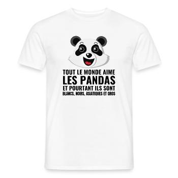 panda, diversité, amour - T-shirt homme - blanc - Devant - AI Model Male 178 dark (178cm)